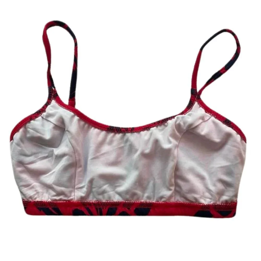 Venus Matching Bikini Top Set with Headband – Red and Navy Floral – Size Small